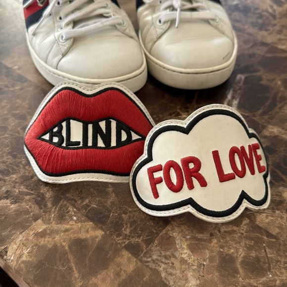 White Sneakers with Red and Black Patches - Picture 11 of 12